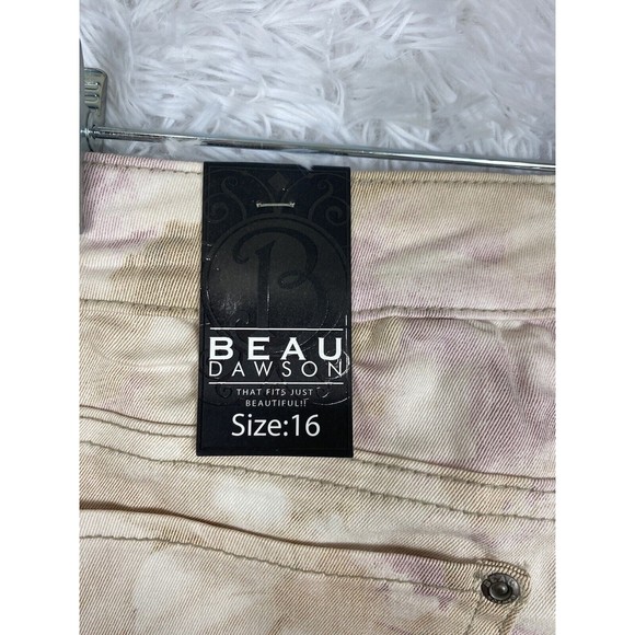 Beau Dawson Stretch Floral Jeans Womens Size 16 Cream Skinny FIT NWT - Picture 7 of 9